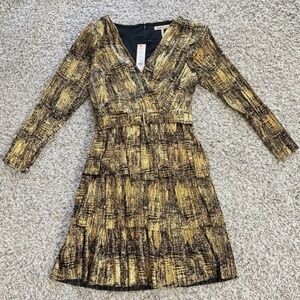 New BCBGeneration Womens Gold Metallic Mini Dress Party Bling Bling Sexy Size 4